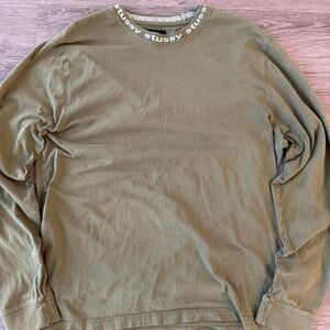 Stussy Men's Green and Khaki Sweatshirt